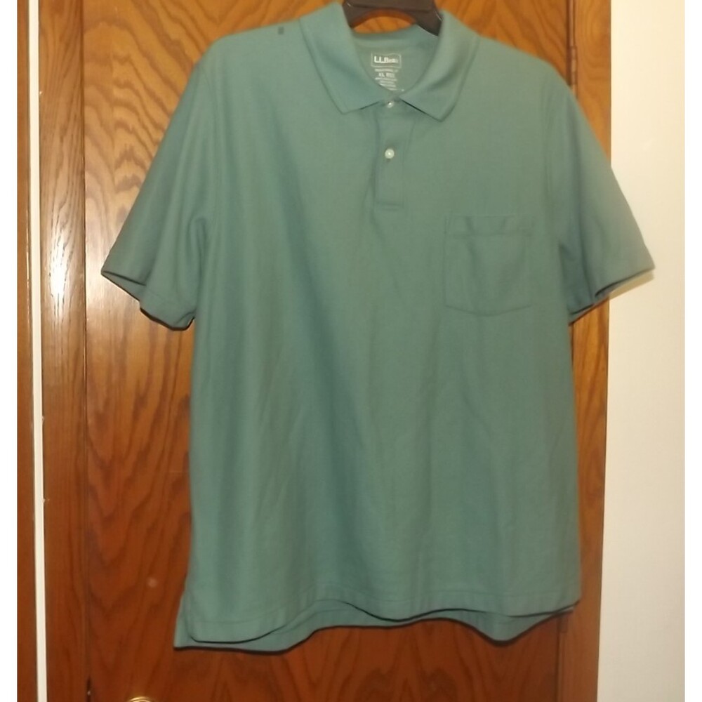 L.L. Bean Traditional Fit Polo Shirt Green Teal  Cotton Men's Size XL